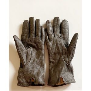 Soft Leather Suede Brown Winter Gloves
